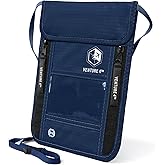 VENTURE 4TH Neck Wallet for Women & Men – RFID Blocking Passport Holder for Travel, Hidden Neck Pouch with 6 Compartments, Slim Lightweight Travel Organizer with Adjustable Strap (Navy Blue)