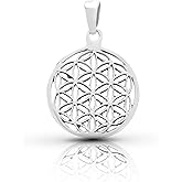 Small Flower of Life Pendant Sterling Silver 925 Size 0.6" Sacred Geometry Seed of Life Yoga Jewelry