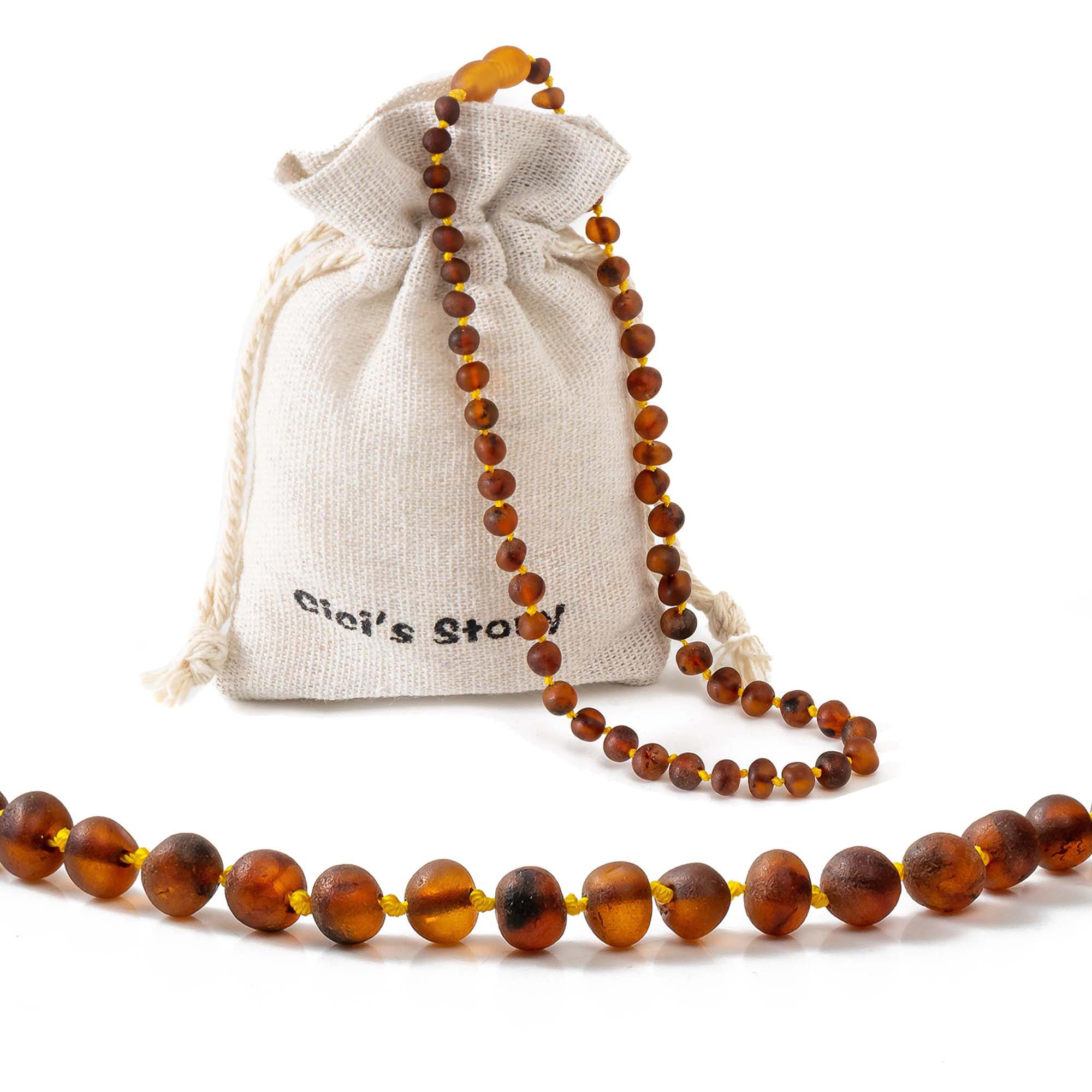 Cici's Story Baltic Amber Necklace(Unisex)(Cognac Raw) - 28cm Long - 100% Natural & Handmade Amber Beads Jewelry — image 1