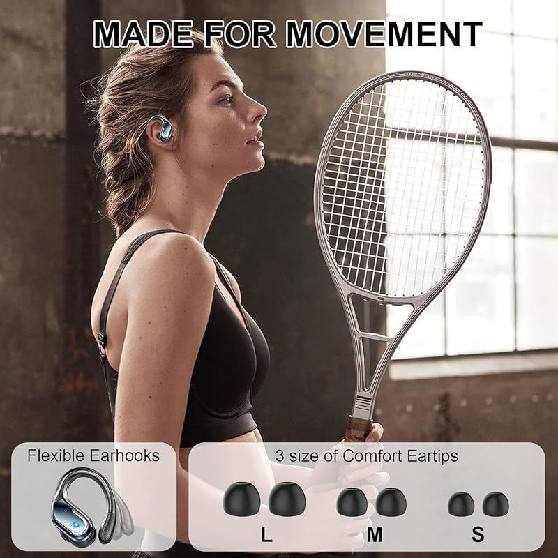 Ecouteurs Bluetooth sans Fil Sport, 75Hrs Écouteurs Bluetooth 5.4 avec Stéréo HiFi, 2026 Oreillette sans Fil avec 4 ENC Appel Réduction Antibruit Mic, IP8 Étanche oreillette bluetooth pour Android/iOS — photo 5 sur 7