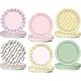60Pcs Pastel Checkered Party Paper Plates 7inch Colorful Pastel Striped Dessert Plates Checkered Tableware Dinnerware set for Birthday Wedding Baby Shower Italian Summer Bachelorette Party Supplies