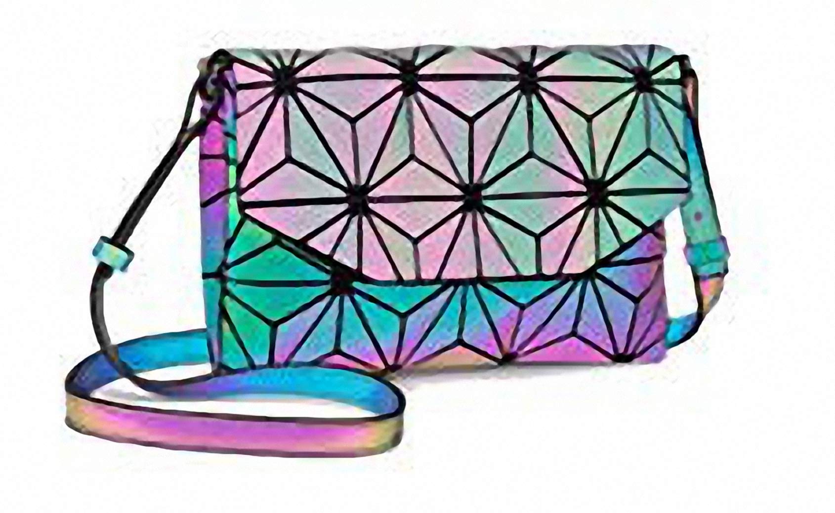 Ulalaza Geometric Luminous Tote Bag Holographich Purses and Handbags Flash Reflactive Crossbody Bag for Women