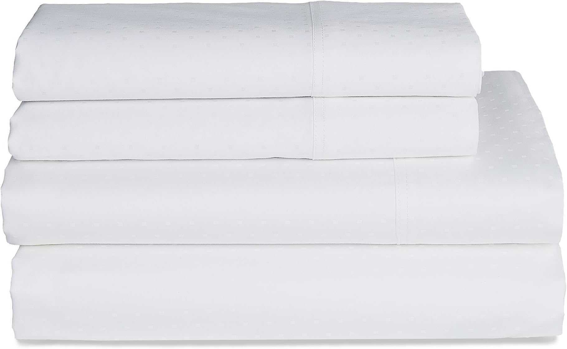 Highland Feather 350 Thread Count Swiss Dots Sheet Set, Queen, White
