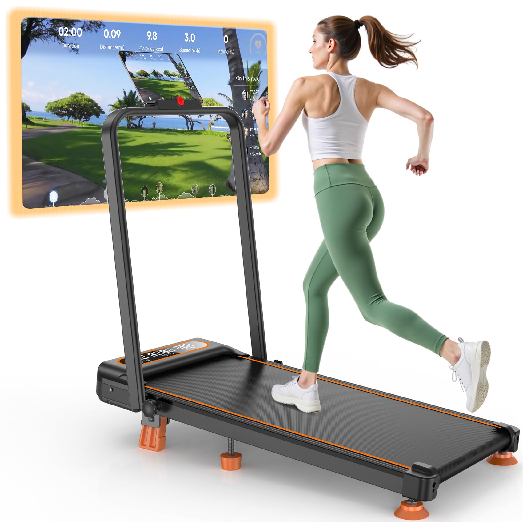 Photo 1 of ***FOR PARTS ONLY/ NON-FUNCTIONAL*** Walking Pad Treadmill with Incline, Upgraded 3.5HP Walking Pad with Handle Bar, 350Lbs Foldable Portable Treadmills for Home Office, 4 in 1 Under Desk Treadmill with Remote Control & APP, LED Display