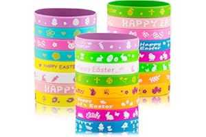 hexiaoxiao 24pcs Easter Rubber Bracelets Silicone Wristbands for Easter Party Favors Supplies Rubber Bracelets for kids&teens Gifts Easter Egg Fillers Gifts for Girls Boys Basket Stuffers Accessories