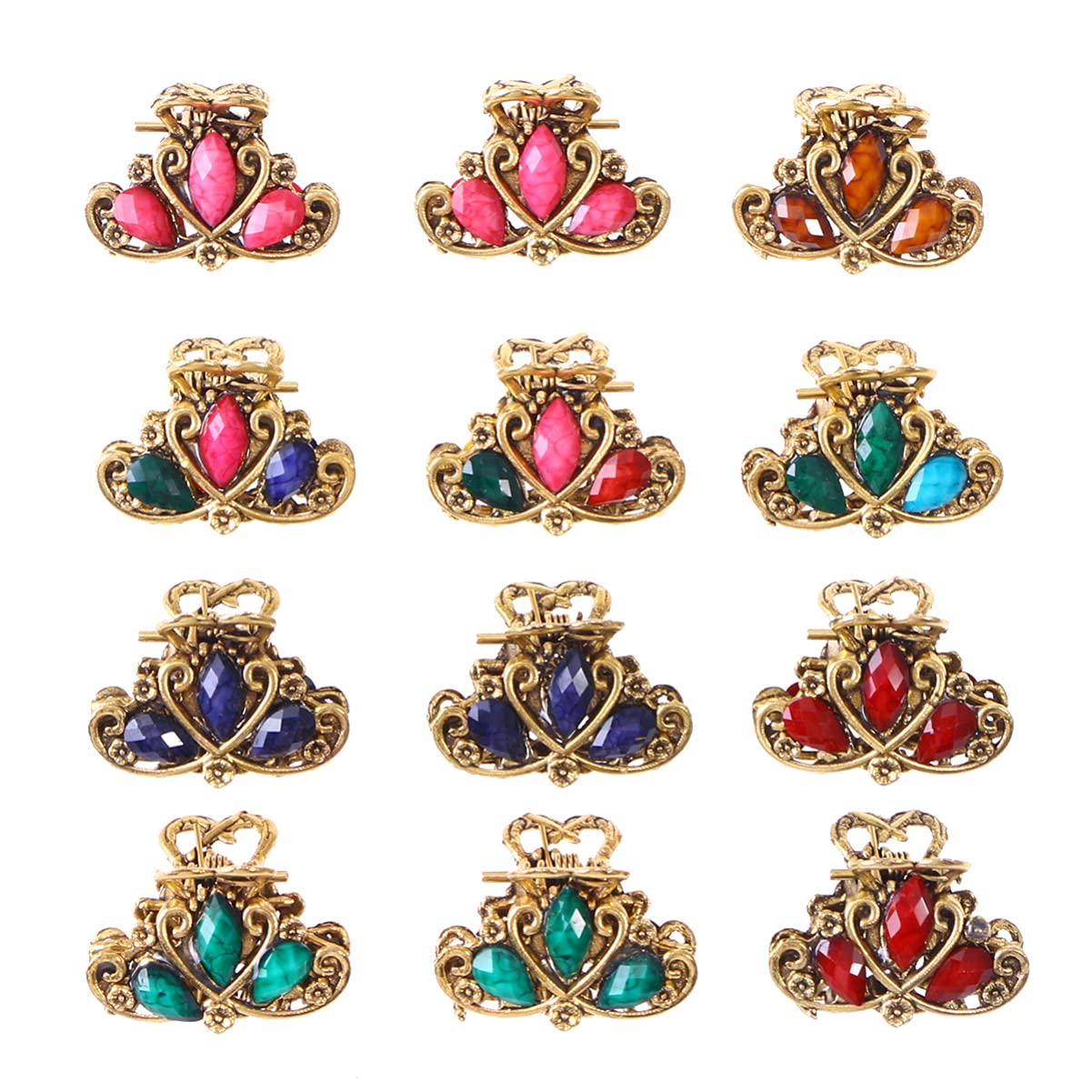 Frcolor 12pcs Hair Clip Small Hair Clip Rhinestone Hair Clip Grip Bridal Wedding Hair Clip