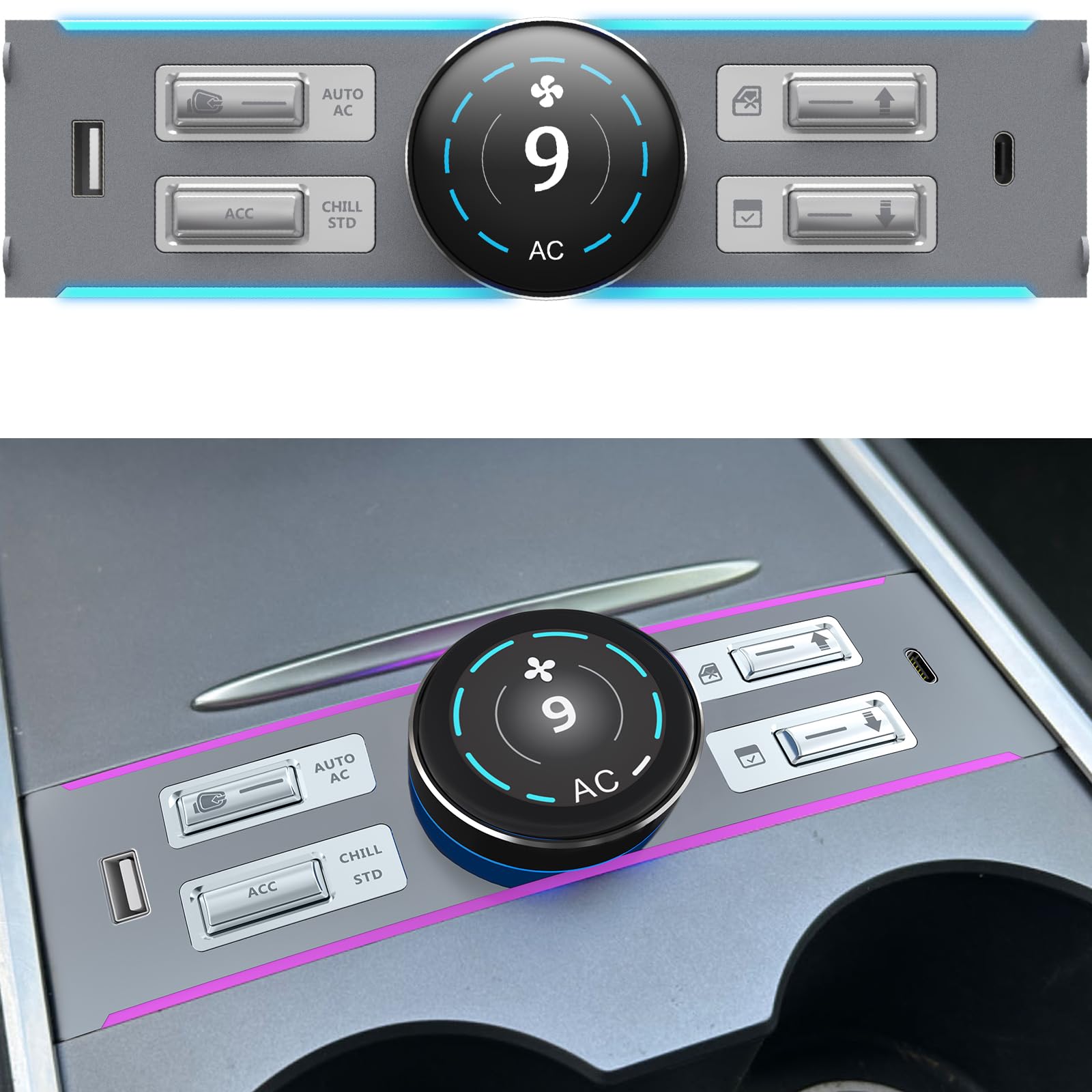 Photo 1 of Weuaste Fit for Tesla LCD Intelligent Control Expansion Dock, Compatible with Tesla Model Y/Tesla Model 3 (2021-2024), Mutifunctional Physical Knob Controller, AC Control, Passenger Seat Control