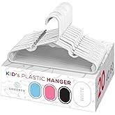 Sharpty Kids Plastic Hangers, Children's Hangers for Baby, Toddler, and Child Clothes - Everyday Standard Use - Ideal for Boys and Girls Closet, Clothing, Pants, Coats, and More - White, 20 Pack