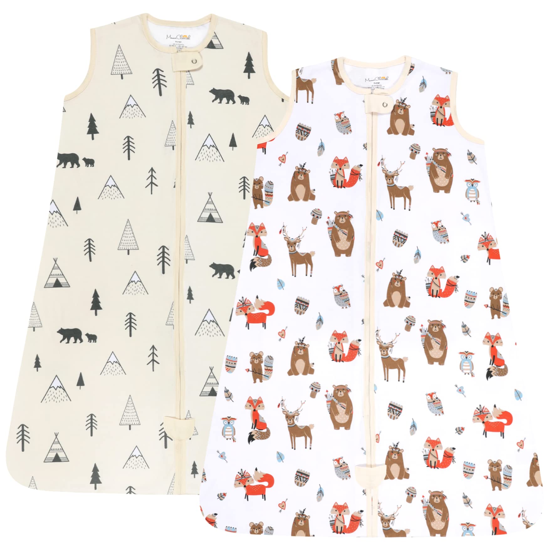 Mama Cheetah Baby Sleep Sack 0.5 TOG, Organic Cotton Baby Wearable Blanket with Two-Way Zipper, Swaddle Transition Baby Sleeping Bag for Newborn Infant Toddler Boy Girl, 6-12 Months, 2-Pack — image 1