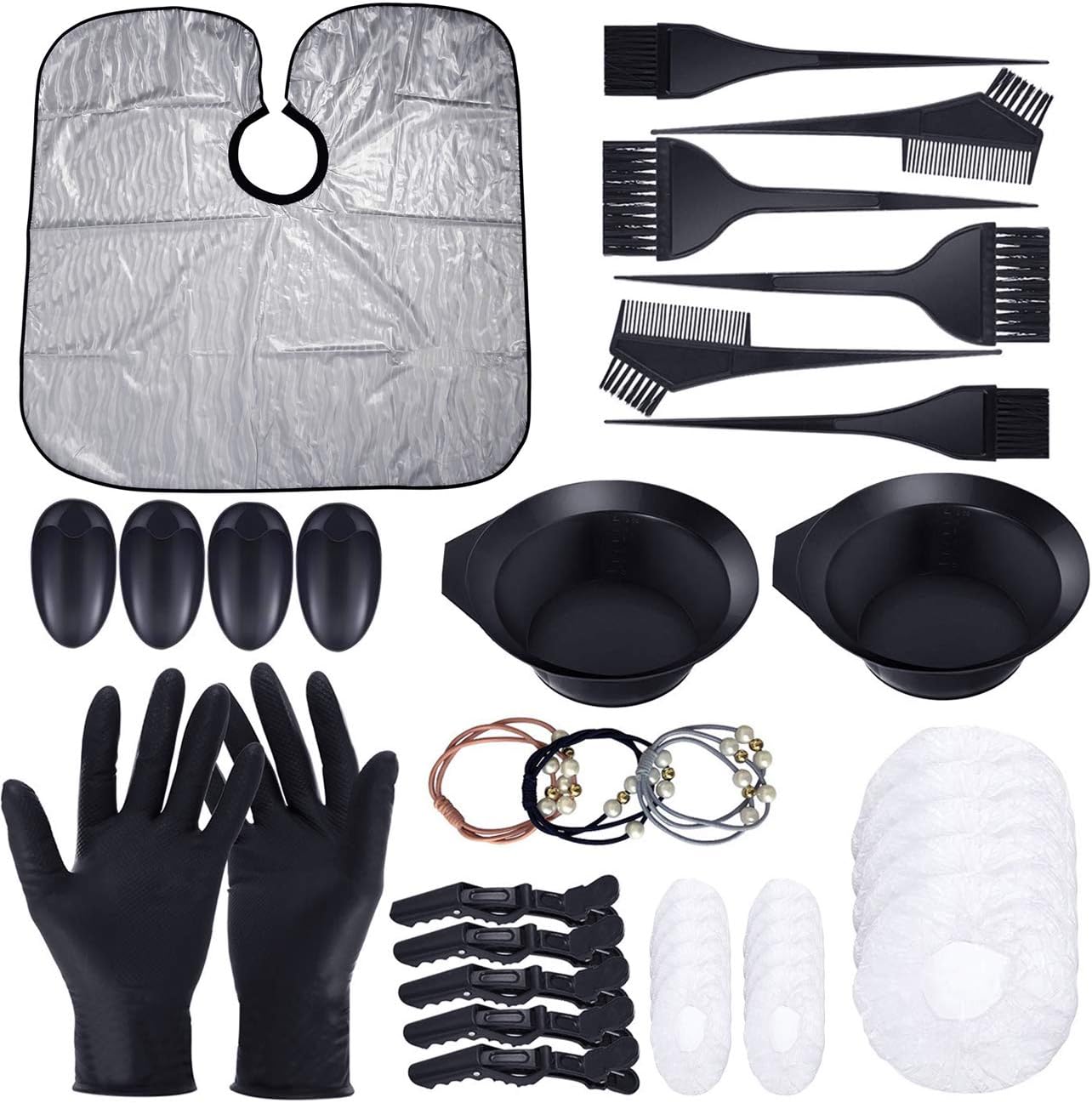 Cefanty 44 Pcs Hair Dye Coloring Kit,Hair Tinting Bowl,Dye Brush,Ear Cover,Hair Ties,Gloves for DIY Salon Hair Coloring Bleaching Dryers Tools