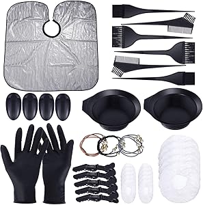 Cefanty 44 Pcs Hair Dye Coloring Kit,Hair Tinting Bowl,Dye Brush,Ear Cover,Hair Ties,Gloves for DIY Salon Hair Coloring Bleaching Dryers Tools