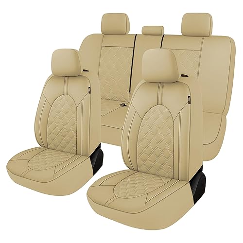CAROMOP Luxury PU Leather Car Seat Covers Full Set-Waterproof Seat