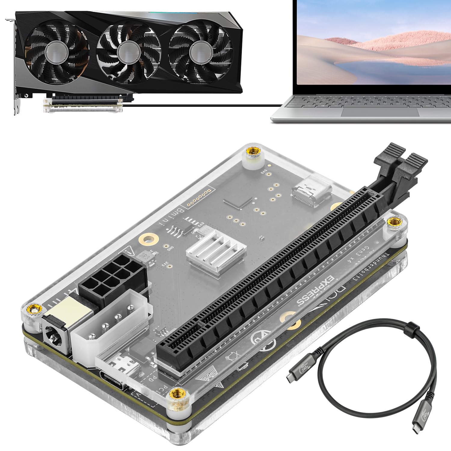Photo 1 of NON FUNCTIONAL ------------------------------------------------------------------------------------------------------PCIE 3.0 x16 22Gbps eGPU DOCK, Thunderbolt 4 cable, compatible with external GPU NVIDIA AMD Graphics Card for Windows Laptop Console featu