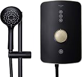 Triton Amala Metallic 9.5KW Electric Shower Black Brushed Brass with Hose view 1