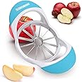 SCHVUBENR 4.72 Inch Large Apple Slicer with 12 Blades - Professional Apple Cutter - Stainless Steel Apple Corer - Sharp Apple Slicer and Corer - Apple Corer Tool - Dishwasher Safe(Blue)