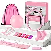 PATISYNC 13/15Pcs Pilates Kit for Women, Pilates Equipment for Home Workouts with Magic Circle, Ball, Resistance Bands, Pilates Starter Set for Strength, Toning and Flexibility