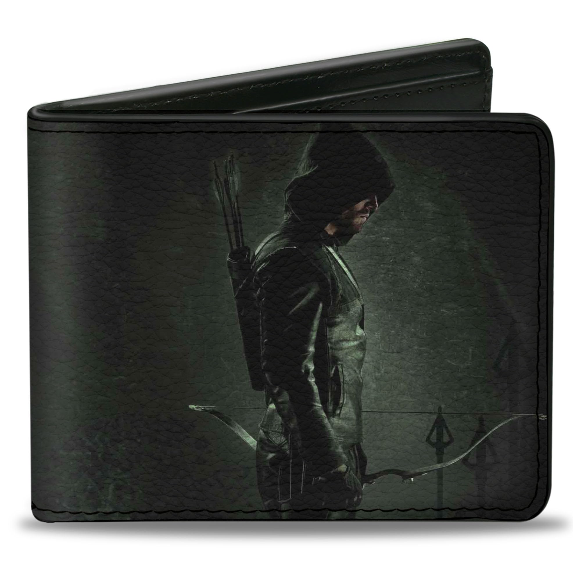 Buckle-Down Mens Pu Bifold - Arrow Standing Profile Pose/Arrow Tips Greens Wallet, Multicolor, One Size US
