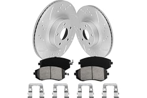 funire Front Brake Pads And Rotors Kit Compatible With 2005-2012 Subaru Outback, 2009-2010 Forester, Automotive Replacement Brake Kits 31407 D929-7830 Geomet Drilled And Slotted Rotors 293.4mm(11.6in)