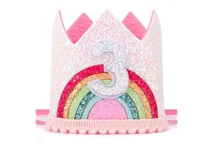 Atoden 3 Year Old Girl Birthday Gift Ideas Three Year Old Rainbow Birthday Hat Birthday Headband Birthday Crown Princess Tiara 3rd Birthday Decorations for Girls Party Photo Props