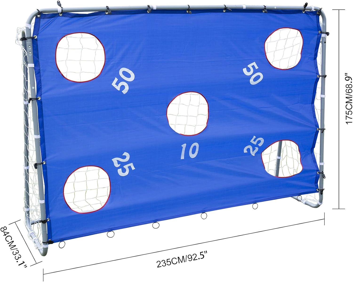 Z Zelus 2 In 1 Football Goal With Target For Kids 8 6 Ft 2 4 1 8m Powder Coated Steel Soccer Goals For Backyard With Detachable Target Goal Net For Improving