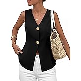 PRETTYGARDEN Womens Summer Sleeveless Suit Vest Tops 2026 Dressy Button Down Business Casual Blazer Waistcoat Spring Clothes