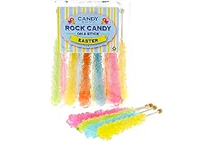 CANDY ENVY Easter Rock Candy Crystal Sticks - 10 Indiv. Wrapped - Pastel Colors