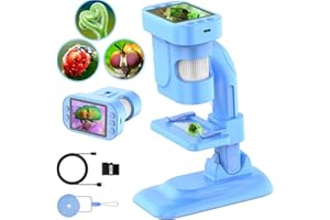 JPVERLY Microscope for Kids - 300x Zoom Kids Microscope 2.8" Digital Microscope 1080P HD STEM Kits Educational Toys Science Kits for Kids Age 5-7 8-12 STEM Toys for Boys Birthday Gift 32G Card