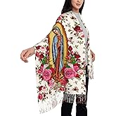 Puurbol Virgen de Guadalupe Women Blanket Scarf Shawls Virgin Mary Catholic Rose