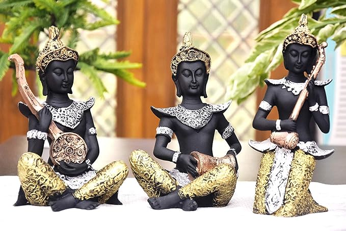 MARINER'S CREATION® Divine Buddha Statue Playing Musical Instruments | Buddha Statue for Home Decor | Buddha Statue | Decorative SHOWPIECE | Buddha Idol | House Warming Gift