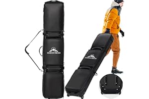 TUYOHW Double Rolling Ski Bag Padded Waterproof Snowboard Bag with Wheels for Air Travel Wheeled Ski Bag for Snowboard or Skis Accommodates Ski Boot