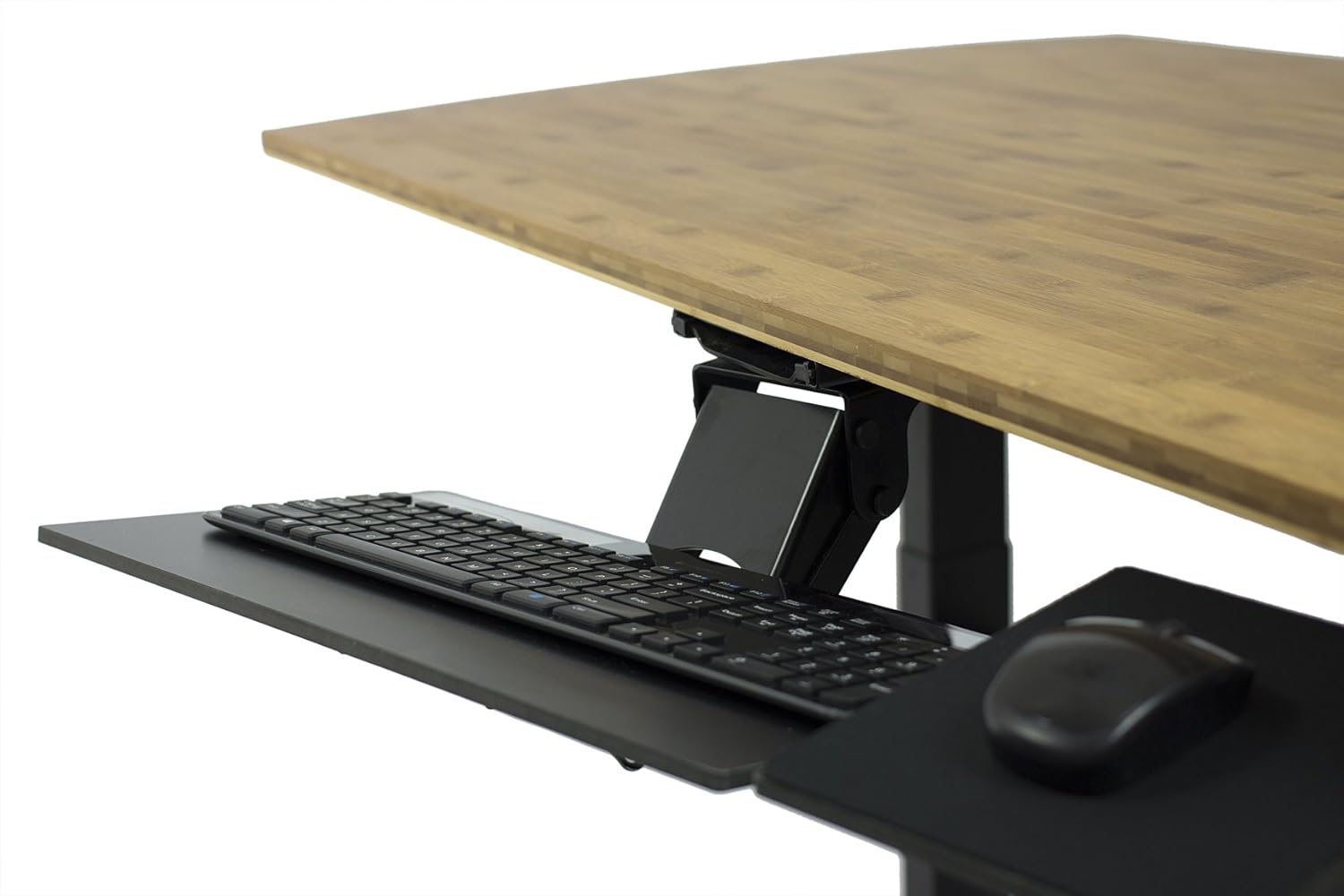 KT1 Ergonomic Under-Desk Computer Keyboard Tray. Adjustable height angle negative tilt sliding pull out drawer platform swivels 360 slides office products furniture desktop accessories with mouse pad : Office Products