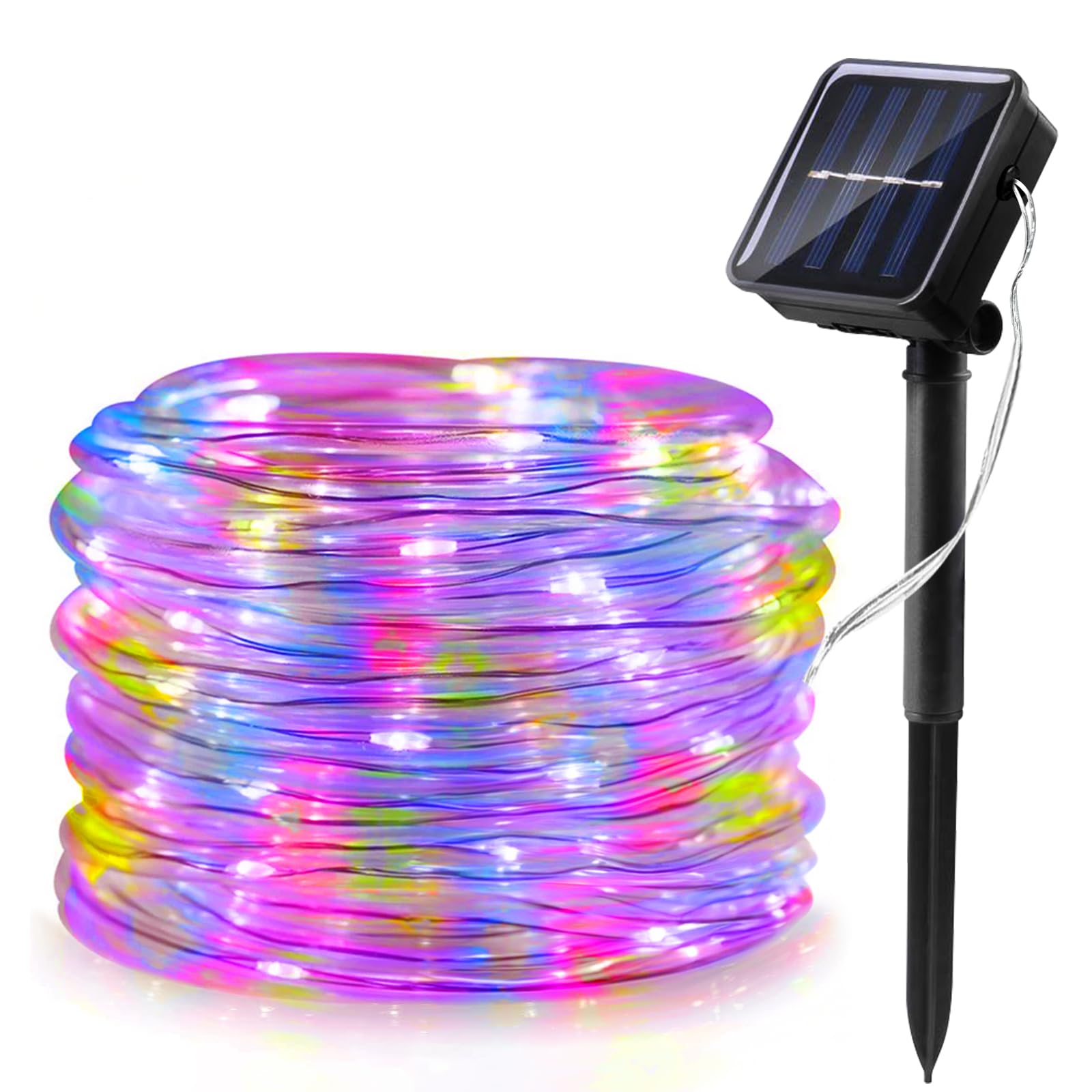 WoskjXas Solar Fairy String Lights, Solar String Rope Lights, 12M/39ft 100 LEDs Solar Powered Tube Lights Waterproof with 8 Modes for Garden Wedding Christmas Party Holiday Decorations