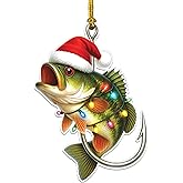 Bass Fishing Ornament for Christmas Tree, Unique Fisherman Gifts for Men, Cool Funny and Unique Fishing Gift for Men and Boys, Fisherman Gift 2D Flat Ornaments