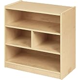 Back2School Express 4-Compartment Mobile Block Storage Cabinet, Natural | Durable Birch, GREENGUARD Gold Certified, 30 lb capacity, store blocks and toys, classroom furniture for school or home use