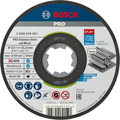 Bosch Pack of 10 Straight Cutting Disc 115 mm 22.23 mm 1 mm