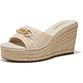 GotSoft Women's Open Toe Wedge Espadrilles Sandals Chain Slip On Slides Platform Sandal Summer Shoes
