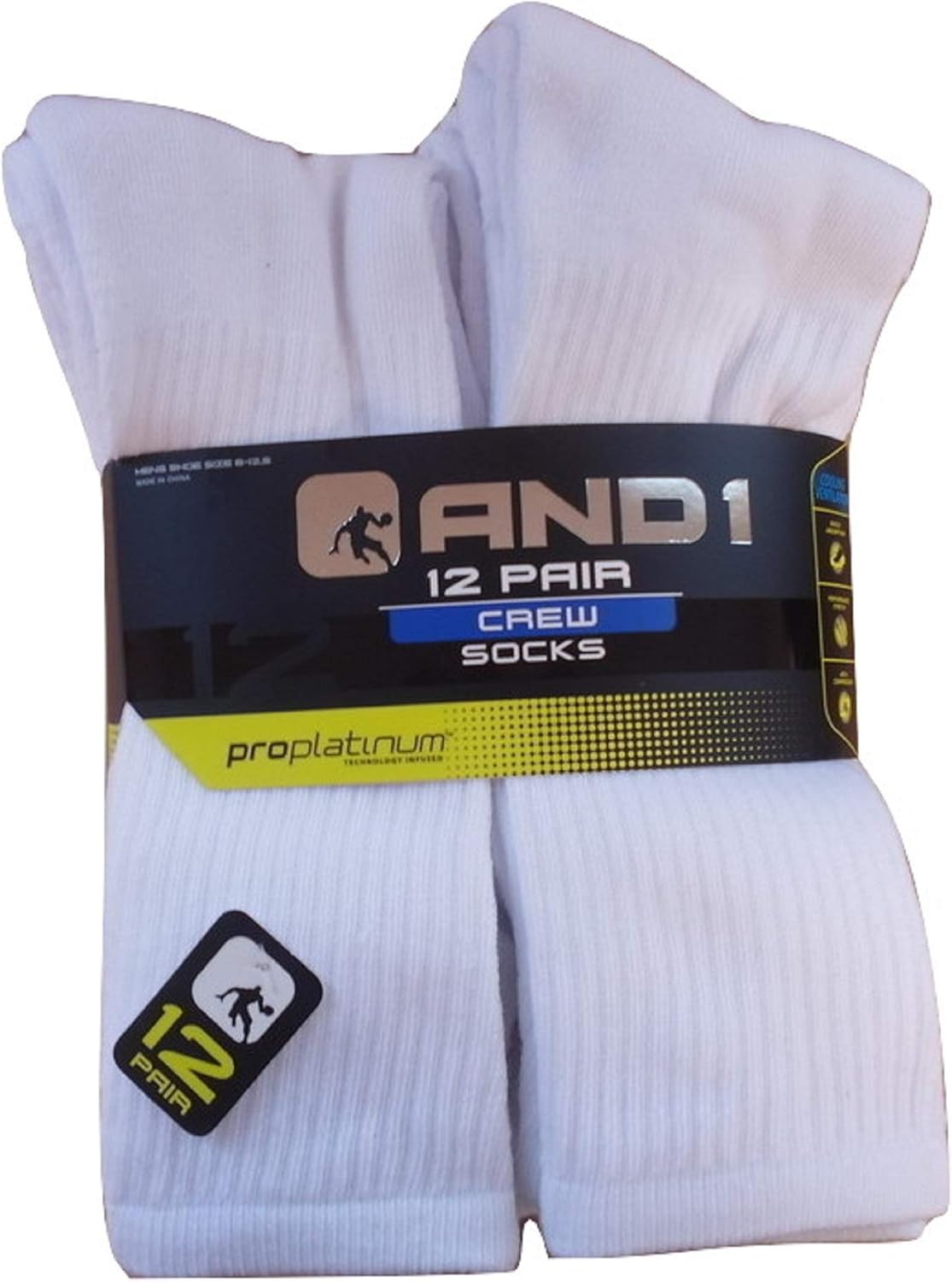 12 PAIRS AND1 White Crew Cut Socks Mens Size 612.5 And 1 Long
