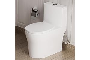 KK KE KING 24'' Depth Compact One Piece Toilet, Quiet Dual & Powerful Flush Small Toilet for Small Bathroom, Space Saving Toilet with Soft Close Seat, 12'' Rough-in