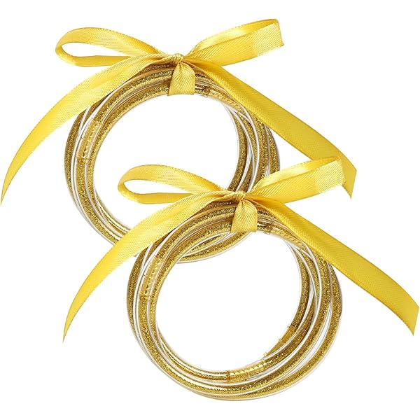 Set Di 20 Braccialetti In Gelatina Glitter Oro Per Ragazze, Morbidi In Silicone, Regalo Per Festa E Compleanno