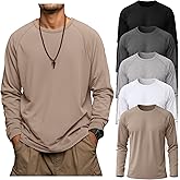 Riyiper 5 Pack Mens Big and Tall Shirts Cotton Long Raglan Sleeve Top Casual Basic Shirt Crewneck Oversized Multipack Tee