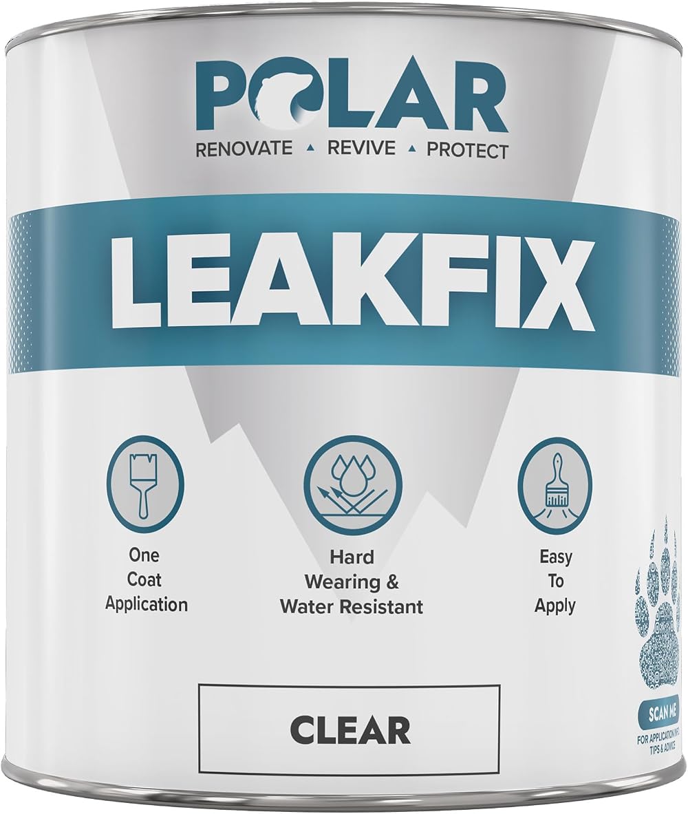 Polar Leak Seal Paint 1L Clear Roof Waterproof Sealant for Leaks & Cracks