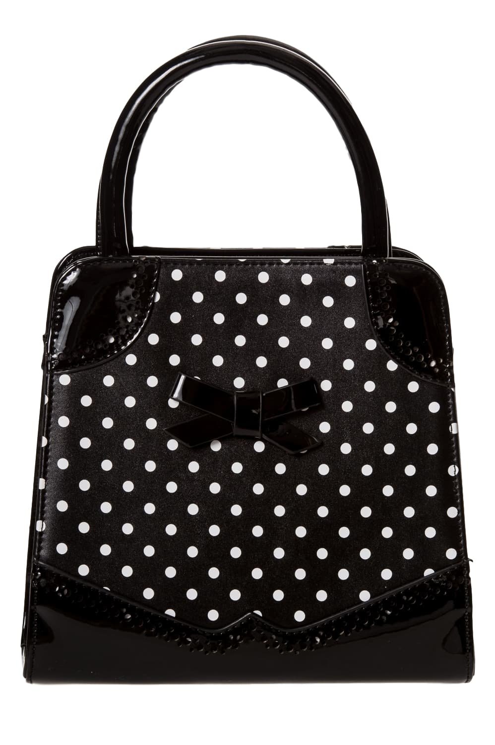 Banned Hands Off My Polka Bag 50's Top Handle Handbag - Black/White or Black/Red