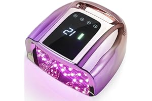 HOLYNOTES Professional Rechargeable UV LED 96W Portable UV Light for Nail Lamp Machine with Removable Stainless Steel Bottom,4 Timer Setting and Smart Sensor Nail Dryer (Purple)