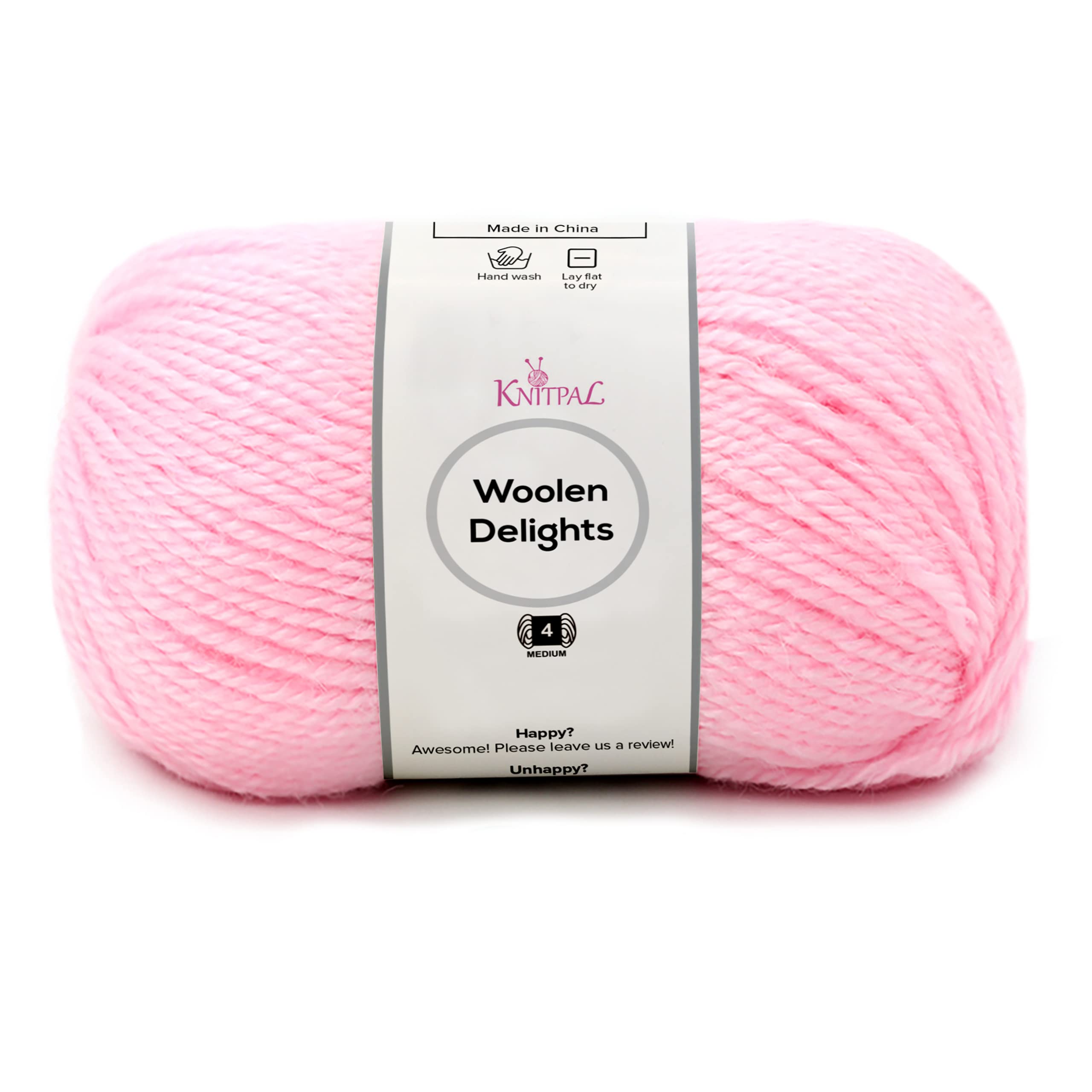 KnitPal Woolen Delights Soft Wool Yarn for Crocheting, 40% Wool, 40% Acrylic, 20% Polyamide - Wool Blend Yarn - #4 Aran/Heavy Worsted Weight Wool Yarn - 3 Skeins, 522yds/300g - Bubblegum Pink