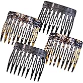 4 Pcs Hair Side Combs Small Decorative French Twist Hair Styling Accessories, Strong Hold Hair Comb Clips for Women (Light tortoiseshell,Black)