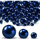 180 PCS Navy Blue Beads for Centerpieces Vases, No Hole Polished Pearl Makeup Beads Mixed 8/14/20mm Sizes, Pearl Vase Fillers Table Scatters for Party Wedding Decor