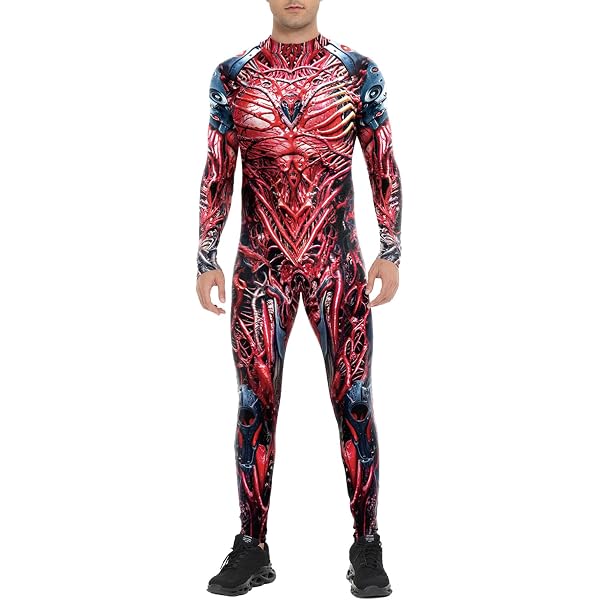 Tuta Intera Uomo 3D Scheletro Muscoli Per Halloween &ndash; Jumpsuit Elastica Taglie S-4XL