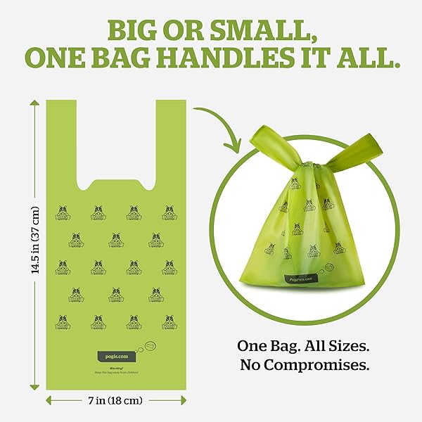 POGI’S 300 UNSCENTED DOG POOP BAGS WITH HANDLES – EARTH-FRIENDLY, LEAK-PROOF, ULTRA THICK, 4+ MONTH SUPPLY