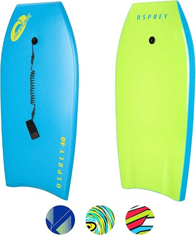Osprey 40 Inch Bodyboard with Leash Dark Blue EPS Core XPE Deck