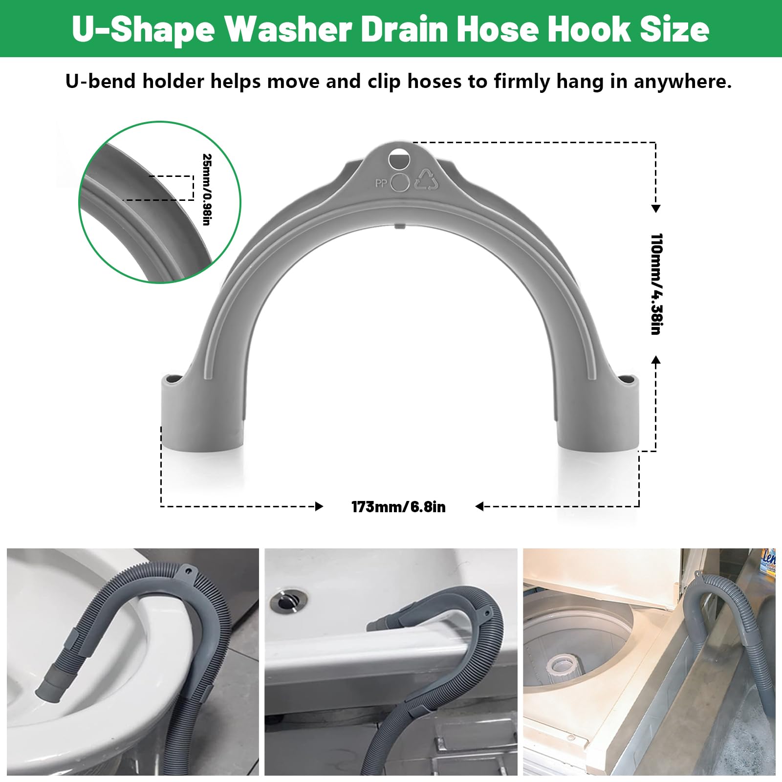 Universal Washing Machine Drain Hose Compatible with Samsung, LG, Whirlpool, Maytag, Kenmore, GE, Giantex, Panda and More - 10 Ft Corrugated Flexible Washing Hose with Clamp and U-Bend Holder